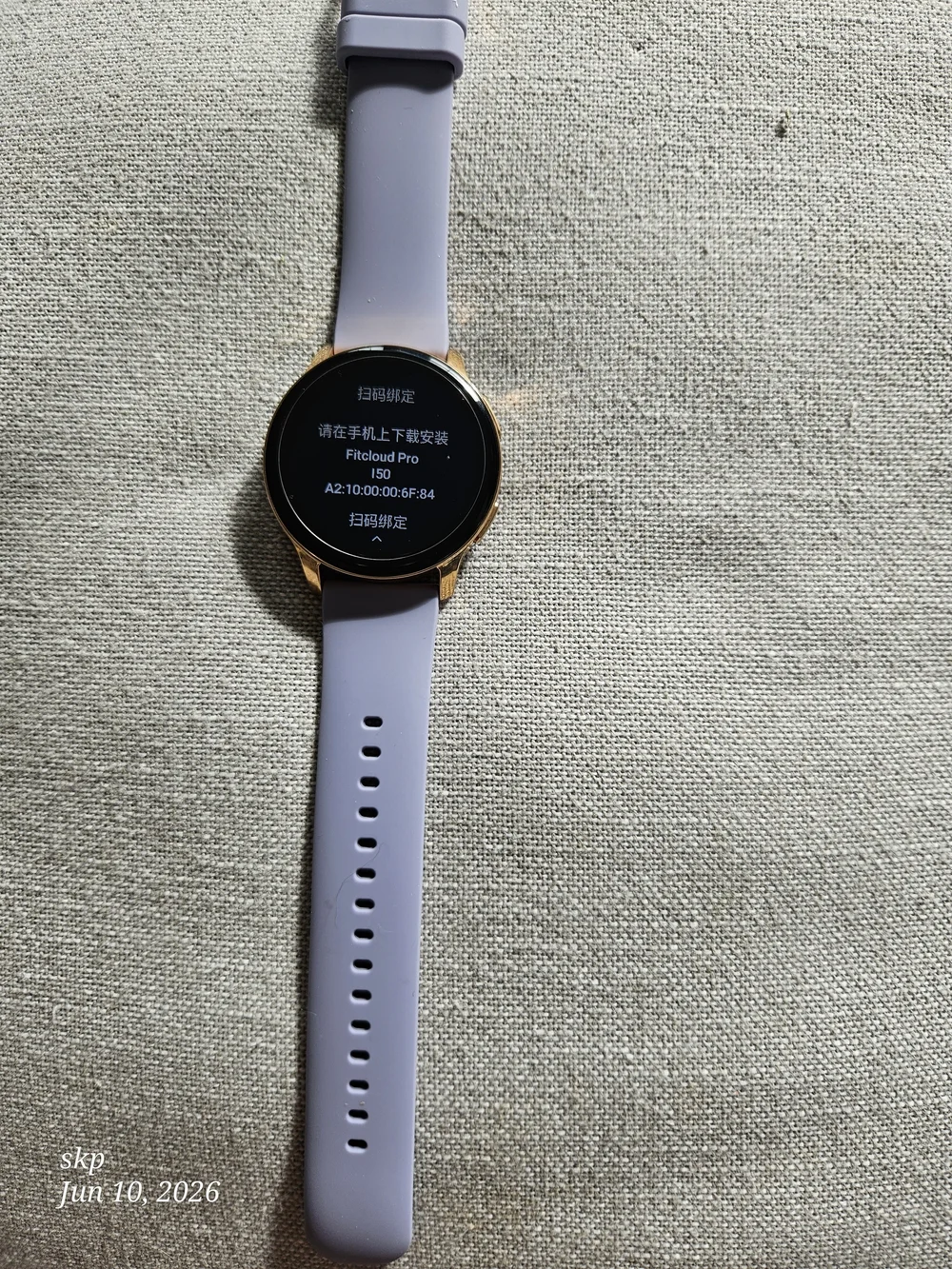 Luna PRO Gold Case Lavender Silicone Smartwatch with Round Display